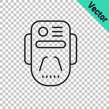Black line Artificial intelligence robot icon isolated on transparent background Illustrazione stock
