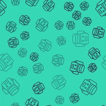 Black line Artificial intelligence robot icon isolated seamless pattern on .. 스톡 일러스트