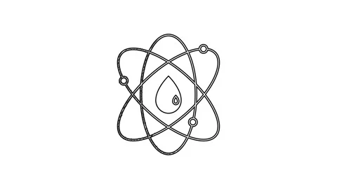 Black line Atom icon isolated on white background. Symbol of science, education Stock Footage 201421422