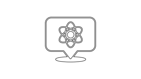 Black line Atom icon isolated on white background. Symbol of science, education Stock Footage 225890026