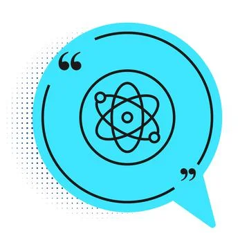 Black line Atom icon isolated on white background. Symbol of science, education Stock Illustration