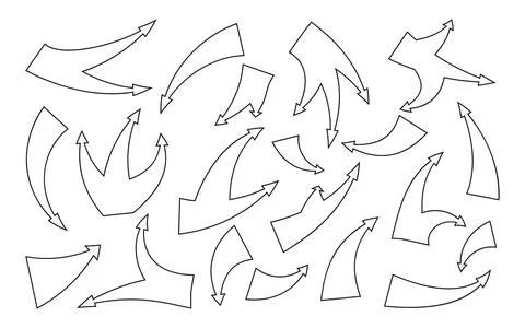 Black line attack arrow icon retro map set vector Stock Illustration