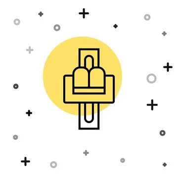 Black line Attraction carousel icon isolated on white background. Amusement park Ilustración de archivo