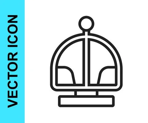 Black line Attraction carousel icon isolated on white background. Amusement park Stockillustratie