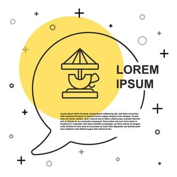 Black line Attraction carousel icon isolated on white background. Amusement.. Stock Illustration