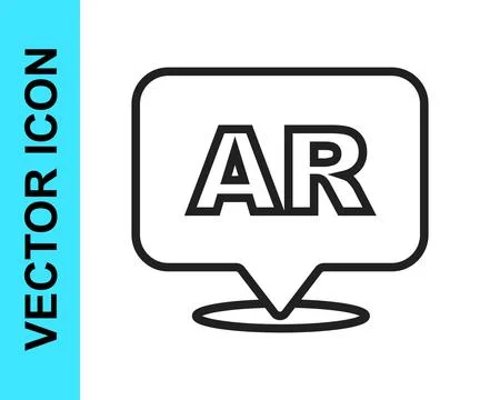 Black line Augmented reality AR icon isolated on white background. Virtual Stock Illustration