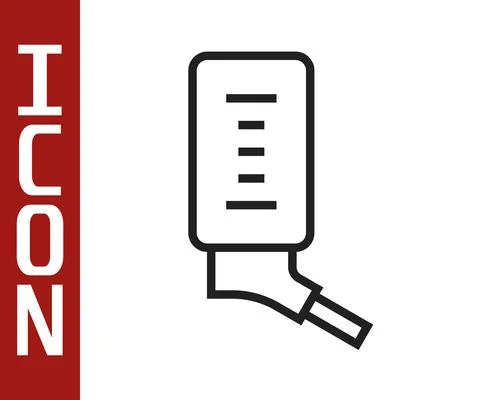 Black line Automatic drinker for small pets icon isolated on white background 스톡 일러스트