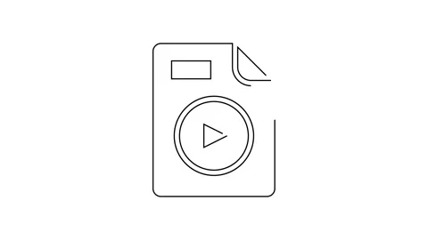 Black line AVI file document. Download avi button icon isolated on white Stock Footage 155542920