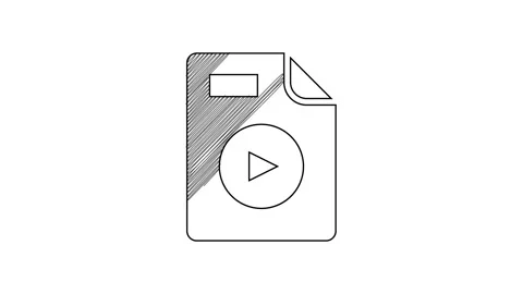 Black line AVI file document. Download avi button icon isolated on white Stock Footage 201589088