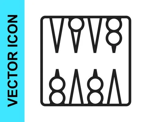 Black line Backgammon board icon isolated on white background. Vector Illustrazione stock