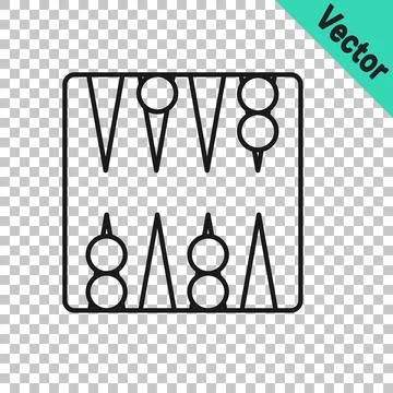 Black line Backgammon board icon isolated on transparent background. Vector Stock Illustration