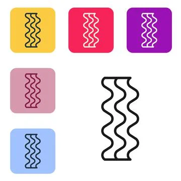 Black line Bacon stripe icon isolated on white background. Set icons in color Stock Illustration