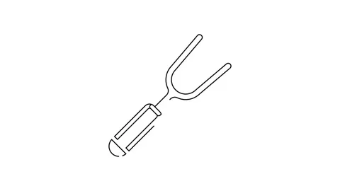 Black line Barbecue fork icon isolated on white background. BBQ fork sign Stock Footage 140701262