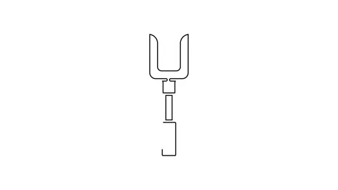 Black line Barbecue fork icon isolated on white background. BBQ fork sign Stock Footage 160272272