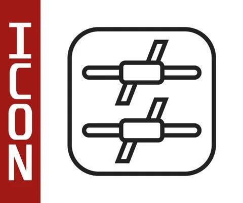 Black line Barbed wire icon isolated on white background. Vector Stock Illustration