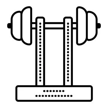 Black line barbell with weights Stock Illustration