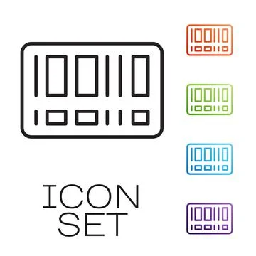 Black line Barcode icon isolated on white background. Set icons colorful. Vector Stock Illustration