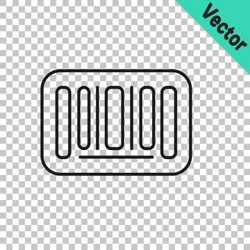 Black line Barcode icon isolated on transparent background. Vector Stock Illustration