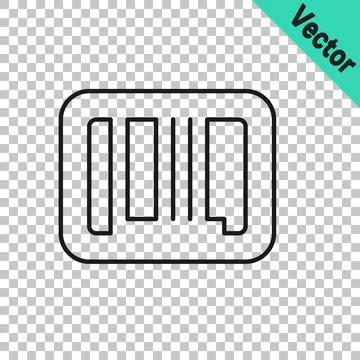 Black line Barcode icon isolated on transparent background. Vector Stock Illustration