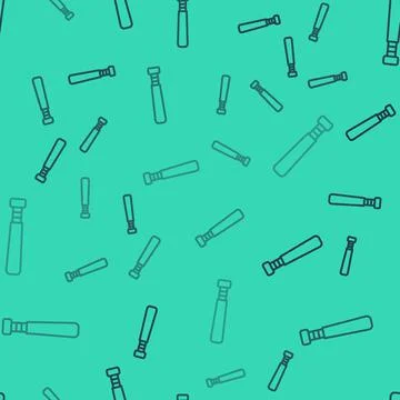 Black line Baseball bat icon isolated seamless pattern on green background Stockillustratie