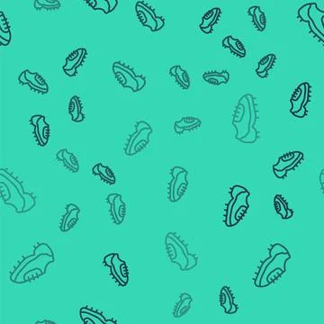 Black line Baseball boot icon isolated seamless pattern on green background Stockillustratie