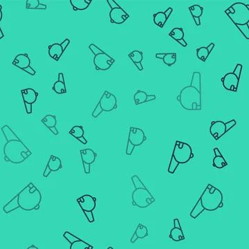 Black line Baseball cap icon isolated seamless pattern on green background イラスト素材