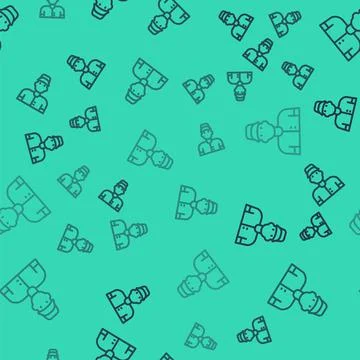 Black line Baseball player icon isolated seamless pattern on green background Stock Illustration