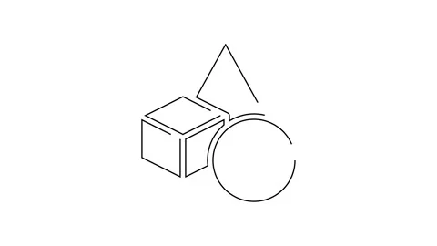 Black line Basic geometric shapes icon isolated on white background. 4K Video Stock Footage 155545470