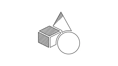 Black line Basic geometric shapes icon isolated on white background. 4K Video Stock Footage 201591061