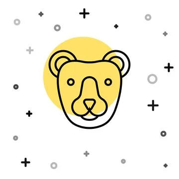 Black line Bear head icon isolated on white background. Random dynamic shapes Stock Illustration
