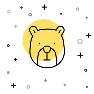 Black line Bear head icon isolated on white background. Random dynamic shapes Stock Illustration