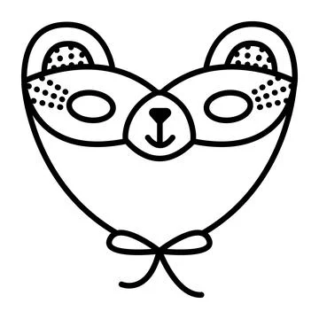 Black line bear masquerade mask Stock Illustration