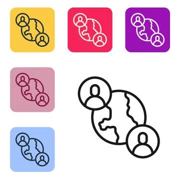 Black line BFF or best friends forever icon isolated on white background. Set Stock Illustration