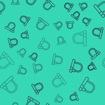 Black line Bicycle lock U shaped industrial icon isolated seamless pattern on Stockillustratie