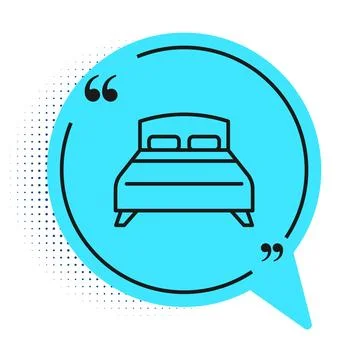 Black line Big bed for two or one person icon isolated on white background... Stock Illustration
