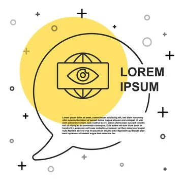 Black line Big brother electronic eye icon isolated on white background. Glob Stock Illustration