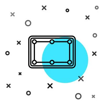 Black line Billiard table icon isolated on white background. Pool table. Random Stock Illustration