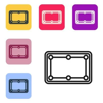 Black line Billiard table icon isolated on white background. Pool table. Set Stock Illustration