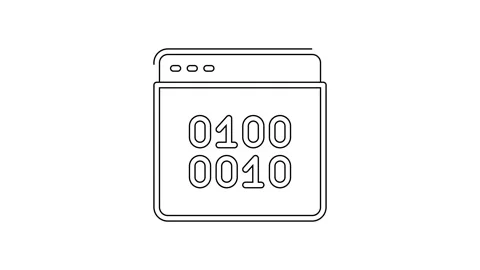 Black line Binary code icon isolated on white background. 4K Video motion Video stock 160293904