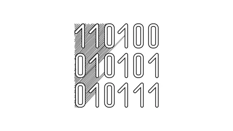 Black line Binary code icon isolated on white background. 4K Video motion 動画素材 201431273