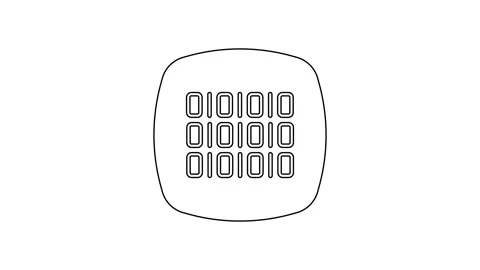 Black line Binary code icon isolated on white background. 4K Video motion Stock Footage 225896131