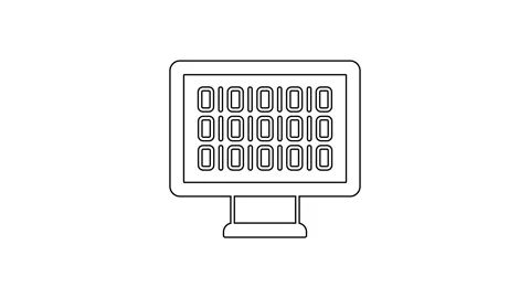 Black line Binary code icon isolated on white background. 4K Video motion Video stock 225896831