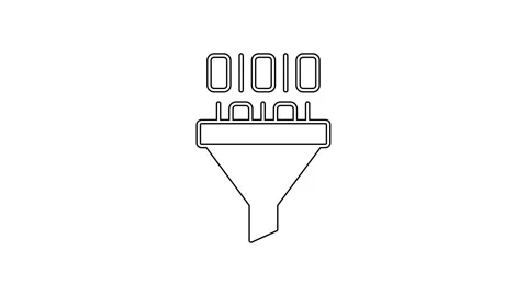 Black line Binary code icon isolated on white background. 4K Video motion Stock Footage 225897112