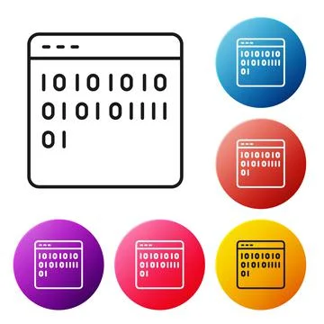 Black line Binary code icon isolated on white background. Set icons colorful Stock Illustration