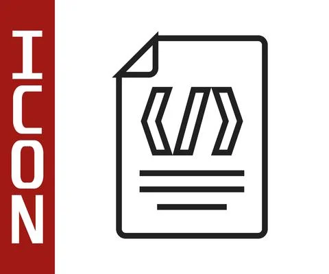 Black line Binary code icon isolated on white background. Vector Stock Illustration