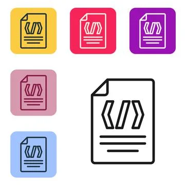 Black line Binary code icon isolated on white background. Set icons in color Stock Illustration