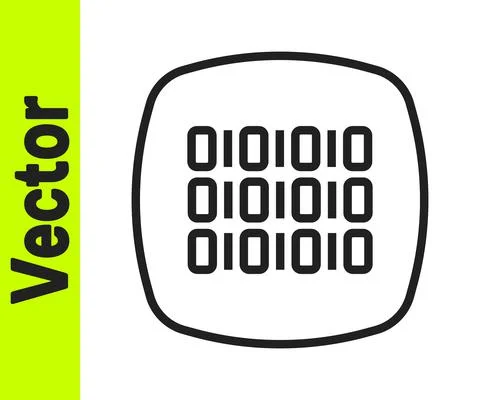 Black line Binary code icon isolated on white background. Vector Stock Illustration