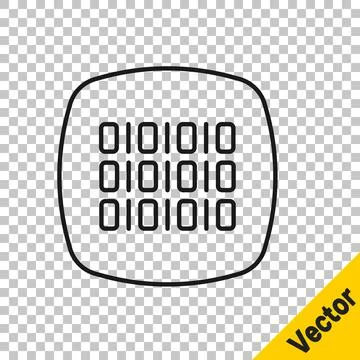 Black line Binary code icon isolated on transparent background. Vector Stock Illustration