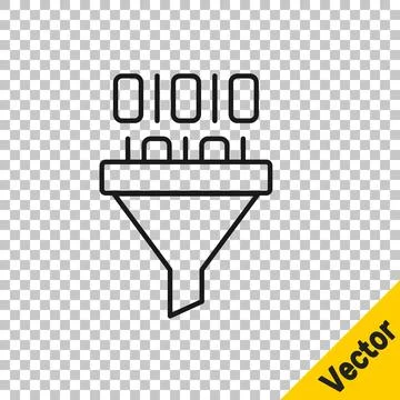 Black line Binary code icon isolated on transparent background.  Vector イラスト素材