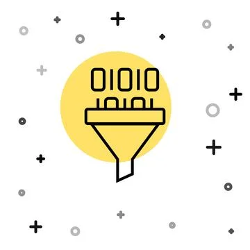 Black line Binary code icon isolated on white background. Random dynamic sh.. 스톡 일러스트